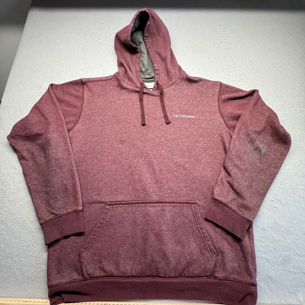 Columbia Hoodie Mens L Maroon Hart Mountain II Pullover Fleece XM6173 Snag Stain